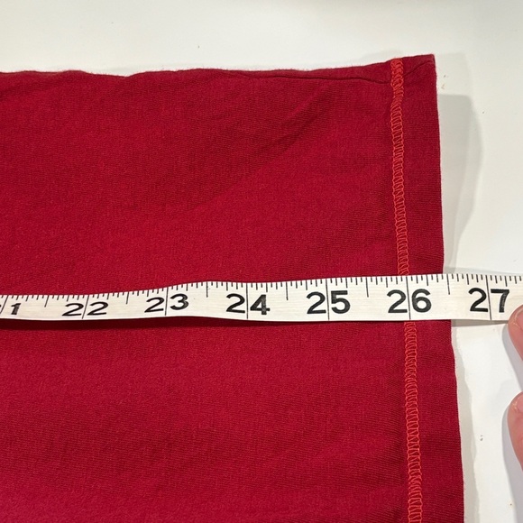 Life is Good Red Long Sleeve V-Neck Shirt with Winter Cabin - Picture 7 of 8